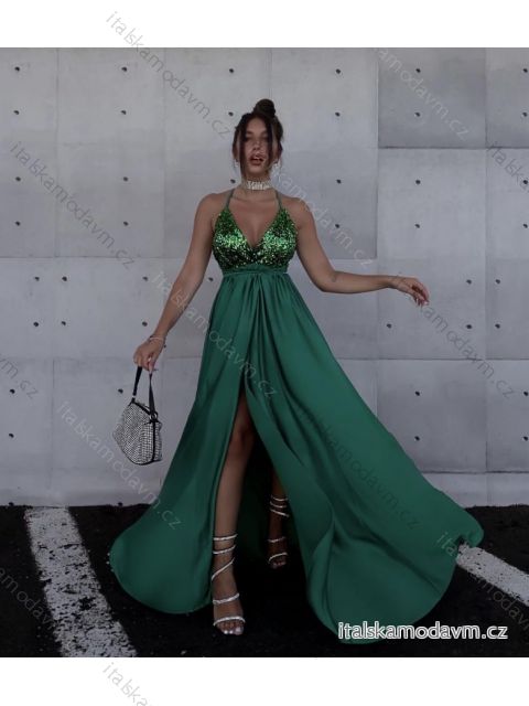 Šaty dlhé elegantné spoločenské trblietavé s flitrami na ramienka dámske (S/M ONE SIZE) TALIANSKA MÓDA IMPLP2357580013