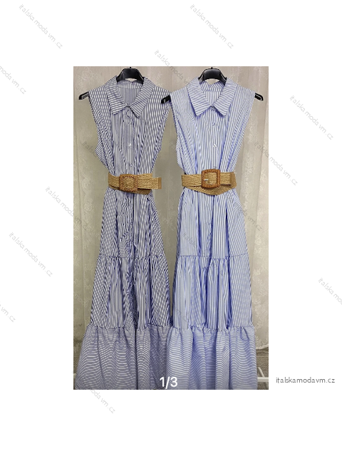 Šaty dlhé košeľové s opaskom bez rukávu dámske (S/M ONE SIZE) TALIANSKA MÓDA IMPLP2308200015