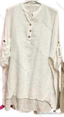 Tunika košeľová bavlnená dlhý rukáv dámska (S/M/L/XL ONE SIZE) TALIANSKA MÓDA IMP168233177/DUR