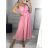 Šaty letné elegantné na ramienka dámske (S/M ONE SIZE) TALIANSKA MÓDA IMWGB231706/DU S/M svetlo ružová