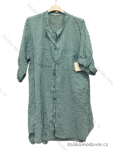 Šaty košeľové 3/4 dlhý rukáv dámske nadrozmer (XL/2XL ONE SIZE) TALIANSKA MÓDA IMD23499
