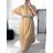 Šaty letné s opaskom krátky rukáv dámske (S/M/L ONE SIZE) TALIANSKA MÓDA IMWA222563/DUR světle růžová