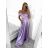Šaty carmen dlouhé na ramínka elegantní saténové dámské (S/M ONE SIZE) ITALSKÁ MÓDA IMPBB22B22735/DR bílá