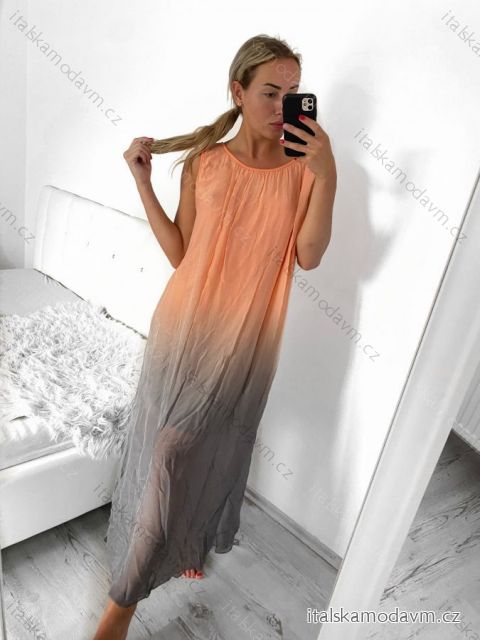 Šaty letné dlhé na ramienka dámske (S/M/L/XL/2XL ONE SIZE) TALIANSKA MÓDA IMFF23002/DU