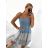 Šaty letné na ramienka dámske (S/M ONE SIZE) TALIANSKA MÓDA IMPGM23026/DU S/M svetlo modrá