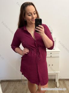 Šaty košilové oversize krátký rukáv dámské (M/L/XL ONE SIZE) ITALSKÁ MÓDA IM423007