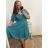 Šaty společenské elegantní šifonové krátký rukáv dámské nadrozměr (XL/2XL ONE SIZE) ITALSKÁ MÓDA IMM22ZO9013/DR VÍNOVÁ
