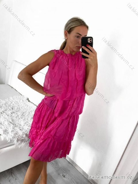Šaty letní bez rukávu dámské (S/M/L ONE SIZE) ITALSKá MODA IMS23001/DU M / L tmavo ružová