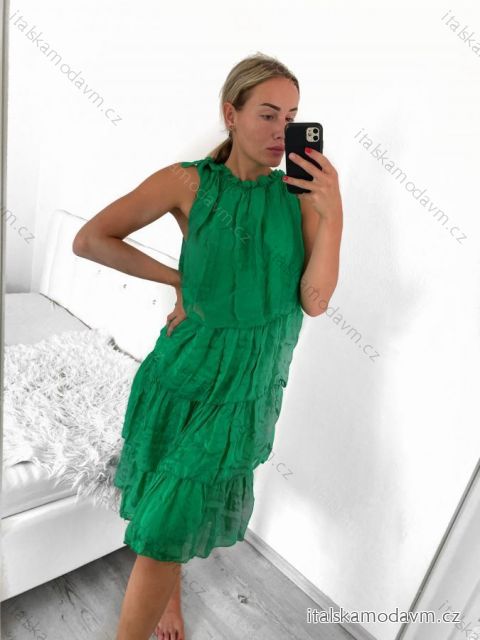 Šaty letní bez rukávu dámské (S/M/L ONE SIZE) ITALSKá MODA IMS23001/DU M / L zelená