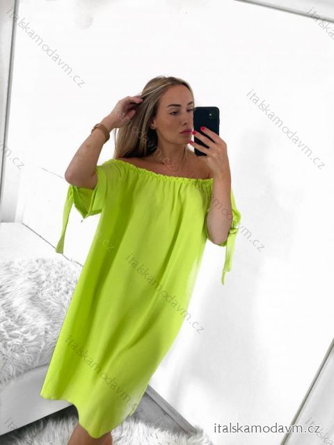 Šaty letné carmen dámske (S/M ONE SIZE) TALIANSKA MóDA IM323061/DU S/M neón zelená