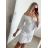 Šaty letní boho krajkové krátký rukáv dámské (S/M ONE SIZE) ITALSKÁ MÓDA IM823013/DU S/M bílá