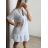 Šaty letní mušelínové krátký rukáv dámské (S/M ONE SIZE) ITALSKÁ MÓDA IM723031/DU S/M biela