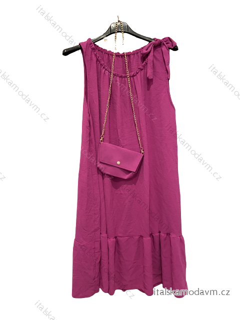 Šaty letné s kabelkou bez rukávu dámske (L/XL ONE SIZE) TALIANSKA MóDA IM422680/DUR fuchsiová