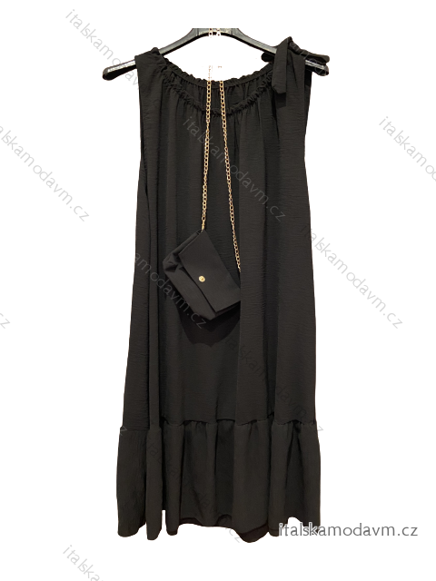 Šaty letní s kabelkou bez rukávu dámské (L/XL ONE SIZE) ITALSKá MóDA IM422680/DUR černá