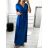Šaty dlouhé elegantní krátký rukáv dámské (S/M ONE SIZE) ITALSKÁ MÓDA IMWGB231440/DU S/M zelená