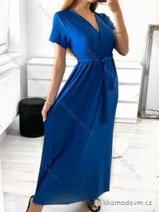 Šaty dlhé elegantný krátky rukáv dámske (S/M ONE SIZE) TALIANSKA MÓDA IMWGB231440/DU