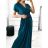 Šaty dlouhé elegantní krátký rukáv dámské (S/M ONE SIZE) ITALSKÁ MÓDA IMWGB231440/DU S/M zelená