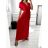 Šaty dlouhé elegantní krátký rukáv dámské (S/M ONE SIZE) ITALSKÁ MÓDA IMWGB231440/DU S/M zelená
