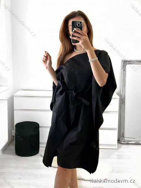 Šaty letné motýlikové krátky rukáv dámske (S/M ONE SIZE) ITALSKA MÓDA IMM22SY19139 černá