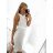 Šaty elegantné letné bez rukávu dámske (S/M ONE SIZE) TALIANSKA MÓDA IM923011/DU S/M biela