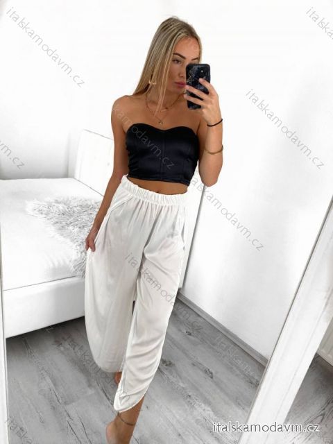 Kalhoty harémky letní dlouhé dámské (S/M ONE SIZE) ITALSKÁ MÓDA IMM239535UN/DU S/M bílá