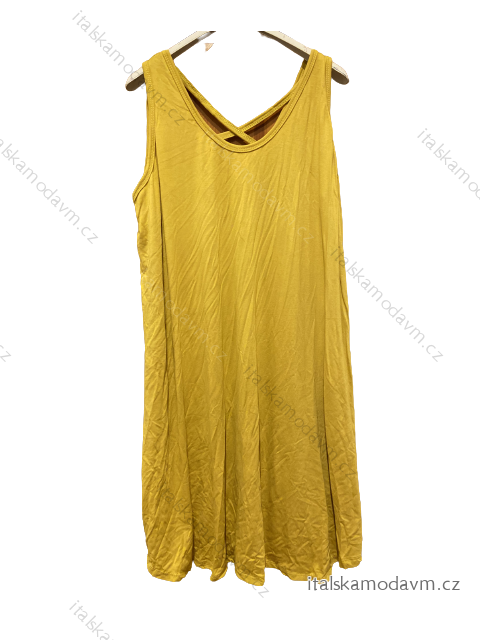Šaty letné oversize voľnočasové dámske (3XL/4XL/5XL ONE SIZE) TALIANSKA MODA IMD23LEONA/DU 3XL/4XL horčicová