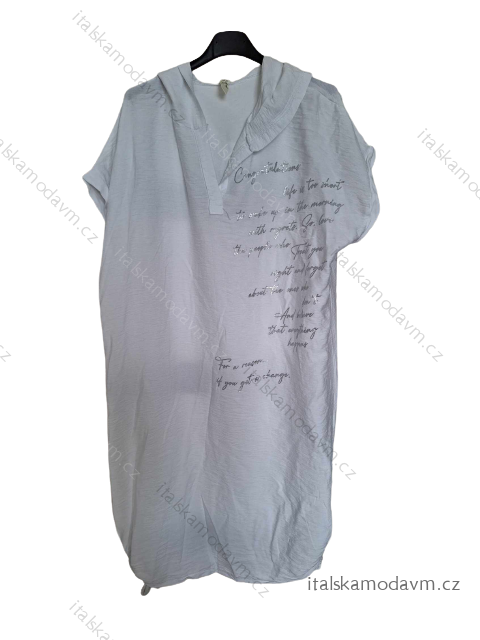 Šaty letní s kapucí krátký rukáv dámské (S/M ONE SIZE) ITALSKÁ MÓDA IM423300/DU S/M biela