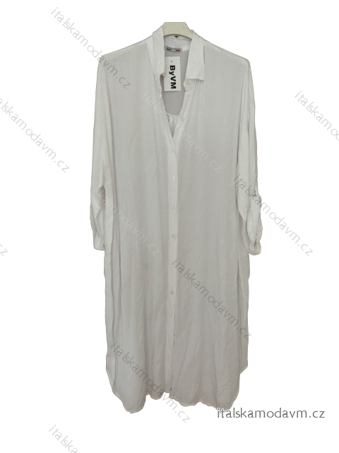 Šaty košeľové oversize 3/4 rukáv dámske nadrozmer (XL/2XL ONE SIZE) TALIANSKA MODA IM723NEAPOL/DU 2XL/3XL biela