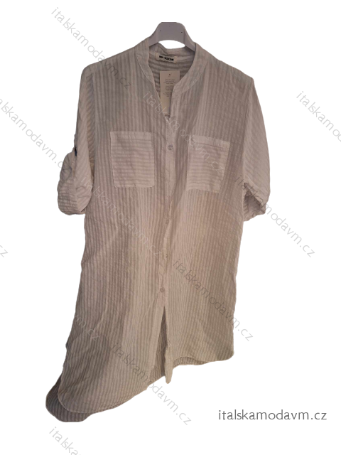 Šaty košilové krátký rukáv dámské nadrozměr (XL/2XL ONE SIZE) ITALSKá MODA IM723013/DUR XL/2XL biela