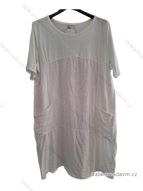 Šaty voľnočasové krátky rukáv dámske nadrozmer (L/XL/2XL ONE SIZE) TALIANSKA MODA IM723061/DUR