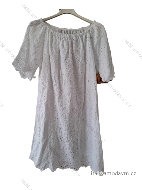 Šaty letní krajkové krátký rukáv dámské (S/M ONE SIZE) ITALSKÁ MÓDA IM723063/DUR