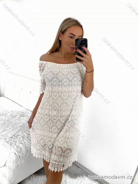 Šaty krajkové letné krátky rukáv dámske nadrozmer (XL/2XL ONE SIZE) TALIANSKA MÓDA IMD23428