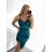 Šaty elegantní společenské krátké saténové na ramínka dámské Francesca (XS/S/M ONE SIZE) ITALSKá MÓDA IM322305