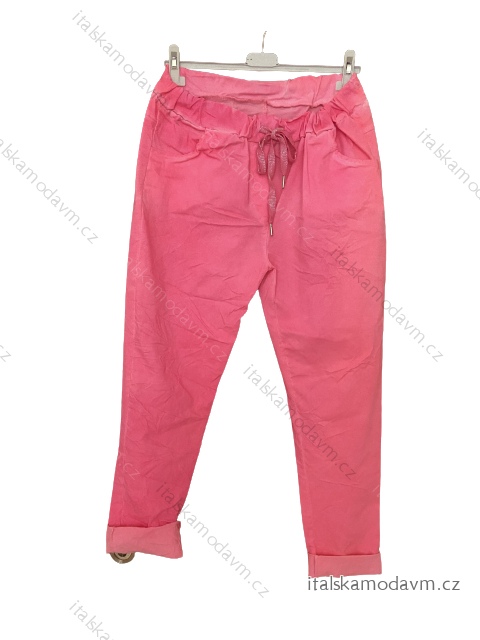 Nohavice strečové dlhé dámske nadrozmer (XL/2XL ONE SIZE) TALIANSKA MÓDA IMC23047/DU růžová