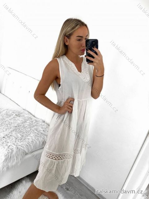 Šaty volnočasové bez rukávu dámské nadrozměr (XL/2XL ONE SIZE) ITALSKá MóDA IM423ERIKA/DU XL/2XL bílá
