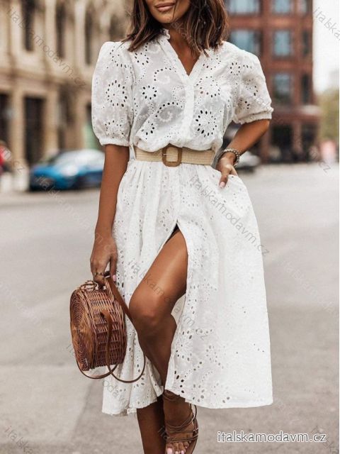 Šaty letné krajkové krátky rukáv dámske (S/M ONE SIZE) TALIANSKA MÓDA IMM22SY22020/DU