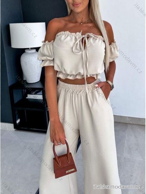 Souprava letní top a kalhoty dámská (S/M ONE SIZE) ITALSKÁ MÓDA IMM23M33319/DU S/M královská modrá