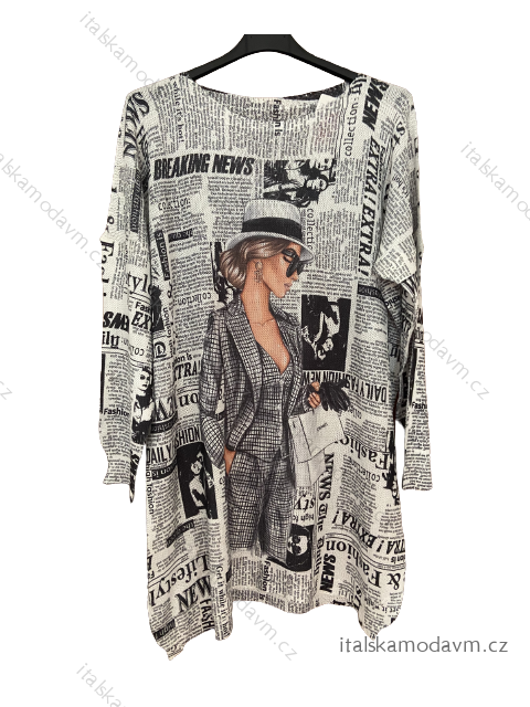 Svetr dlouhý dámský nadrozměr  (L/XL/2XL/3XL ONE SIZE) ITALSKÁ MÓDA IM423TEAM