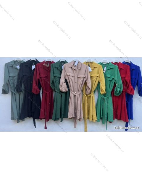 Šaty košeľové 3/4 dlhý rukáv dámske (L/XL ONE SIZE) TALIANSKA MÓDA IMD23522