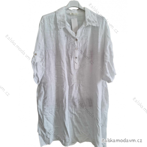 Šaty košeľové bavlnené 3/4 dlhý rukáv dámske nadrozmer (XL/2XL ONE SIZE) TALIANSKA MÓDA IMD23601/DUR