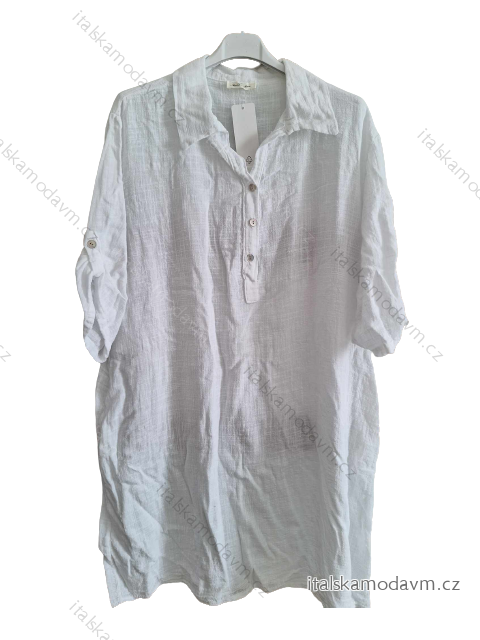 Šaty košeľové bavlnené 3/4 dlhý rukáv dámske nadrozmer (XL/2XL ONE SIZE) TALIANSKA MÓDA IMD23601/DUR