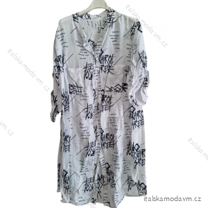 Šaty košeľové 3/4 dlhý rukáv dámske nadrozmer (XL/2XL ONE SIZE) TALIANSKA MÓDA IMD23604/DUR