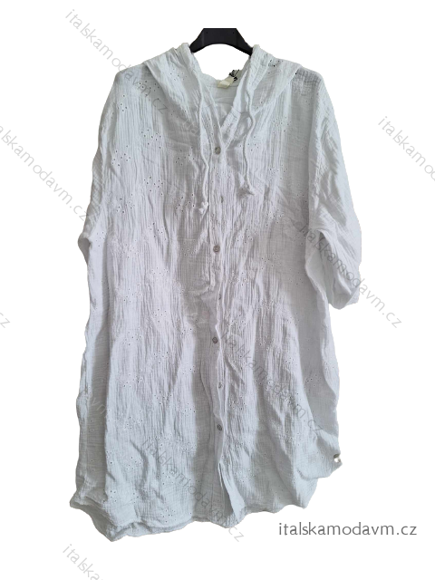 Šaty mušelínové košeľové letné krátky rukáv dámske (S/M/L ONE SIZE) TALIANSKA MÓDA IMD23605/DUR