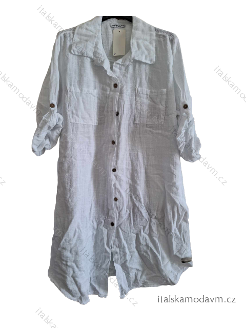 Šaty košeľové bavlnené 3/4 dlhý rukáv dámske nadrozmer (XL/2XL ONE SIZE) TALIANSKA MÓDA IMD23609/DUR