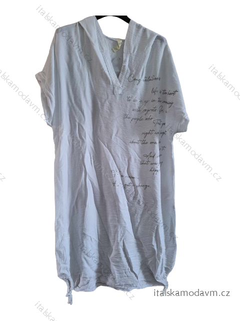 Šaty letné s kapucňou krátky rukáv dámske nadrozmer (XL/2XL ONE SIZE) TALIANSKA MÓDA IMD23613/DUR