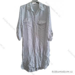 Šaty košeľové 3/4 dlhý rukáv dámske nadrozmer (L/XL ONE SIZE) TALIANSKA MÓDA IMD23614/DUR