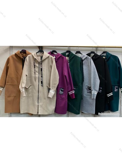 Kabát flaušový dlhý rukáv dámsky nadrozmer (XL/2XL ONE SIZE) TALIANSKA MÓDA IMC23380
