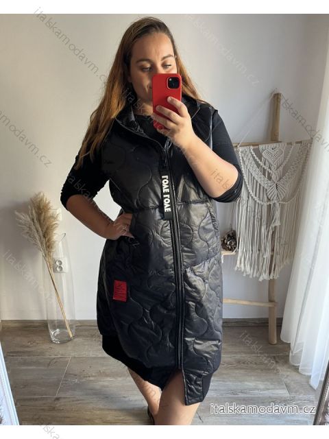 Vesta dlhá s kapucňou dámska nadrozmer (2XL/3XL ONE SIZE) TALIANSKA MÓDA IM423LOVENA/DU