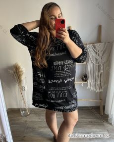 Šaty oversize 3/4 rukáv dámske nadrozmer (4XL/5XL ONE SIZE) TALIANSKA MÓDA IM423LUCKY/DU