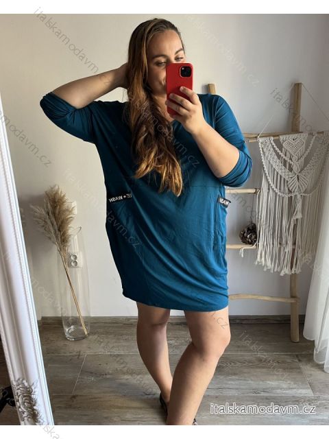 Šaty oversize 3/4 rukáv dámske nadrozmer (4XL/5XL ONE SIZE) TALIANSKA MÓDA IM423IREWASH